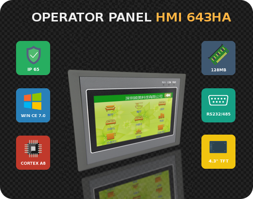 Control panel HMI operator panel Windows CE Modbus